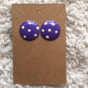 Vintage Purple with Cream Polka Dot Earrings
